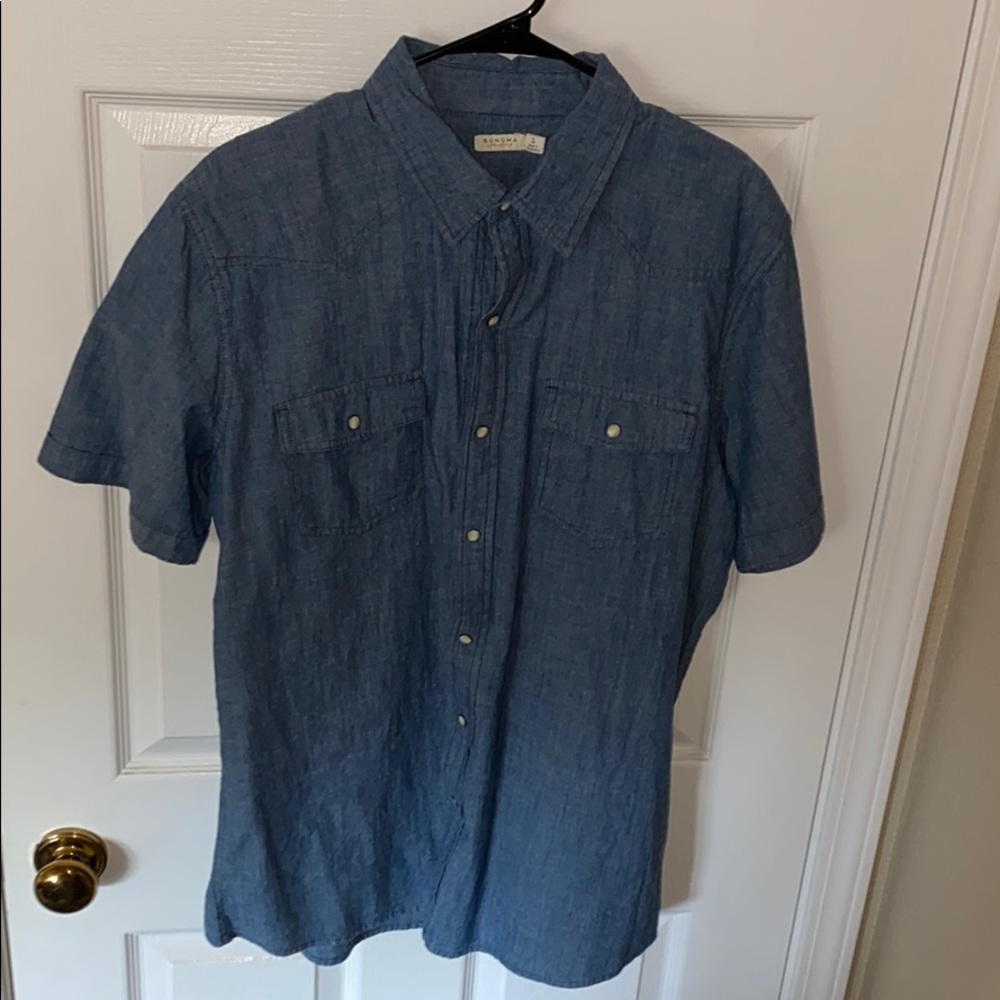 Sonoma Men’s Denim Button Up Short Sleeve Shirt